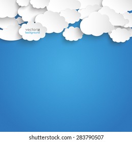 Paper clouds on the blue background. Eps 10 vector file.