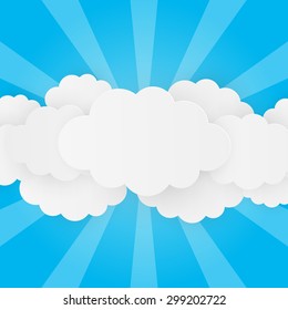 Paper clouds on blue background