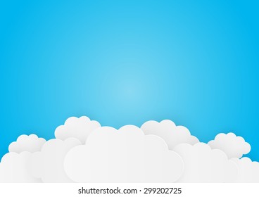 Nubes de papel sobre fondo azul