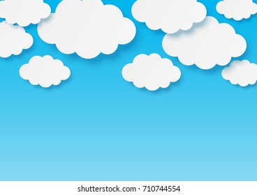 Paper clouds on blue background