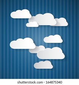 Paper Clouds on Blue Cardboard Sky