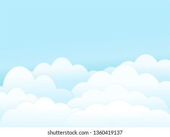 Paper clouds on the blue sky background vector.