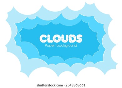 Paper clouds on blue sky. flat style. vector illustartion