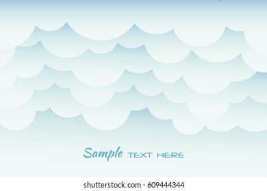 Paper clouds on a blue sky background. Cloudy weather. Cloudshape. Flat design. Isolated Vector illustration.
