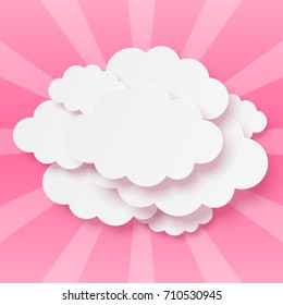 Paper clouds on pink background
