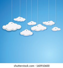paper clouds on the strings