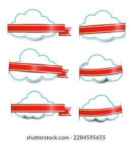 Paper clouds and red gold ribbon