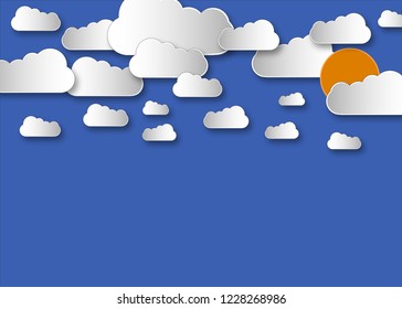 Paper clouds with sun, sky illustration design