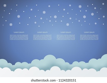 Paper clouds and weather on blue sky background. vector illustration