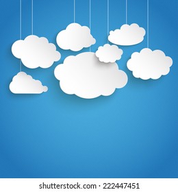 Paper cloueds on the blue background. Eps 10 vector file.