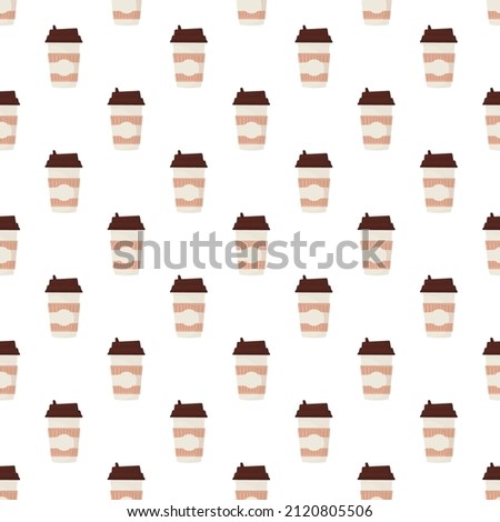 Paper coffee cup in 3d style pattern on white background. Blank mockup. Mock up, template. Coffee drink