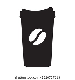 Papierkaffeetasse mit Kaffeebohnensymbol.
