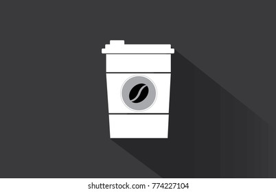 paper coffee cup and coffee beans logo - vector