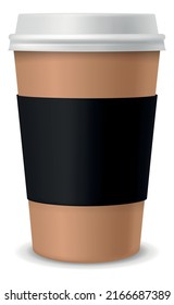 Paper coffee cup with blank branding. Realistic mockup