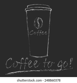 Paper coffee cup chalk style vector illustration