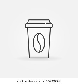 Paper coffee cup concept vector icon or design element in thin line style