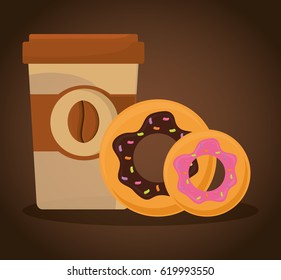 paper coffee cup donuts food