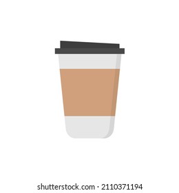paper coffee cup flat design. Disposable coffee cup icon on color background.