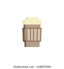 Paper coffee cup flat icon, vector sign, colorful pictogram isolated on white. Take away coffee symbol, logo illustration. Flat style design