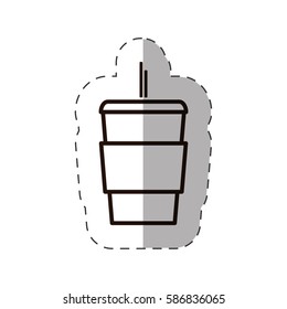 paper coffee cup fresh with straw line vector illustration eps 10