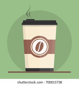 Paper coffee cup, coffee to go, flat style, vector eps10 illustration