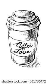 Paper coffee cup in graphic style