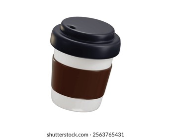 Paper coffee Cup icon 3d rendering vector illustration