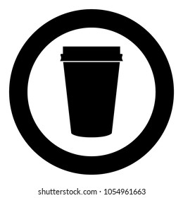 Paper coffee cup icon black color in circle