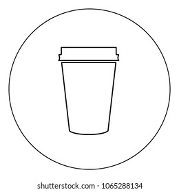 Paper coffee cup icon black color in circle