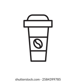 Paper coffee cup icon black and white vector outline sign