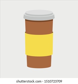 Paper Coffee Cup Icon. Cafe Concept, Cartoon of Sickle Vector Icon for Web Design Isolated on White Background - Vector