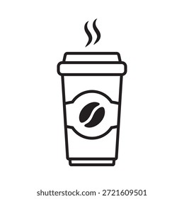 Paper Coffee Cup Icon, Cafe and Hot Beverage Takeaway Symbol
