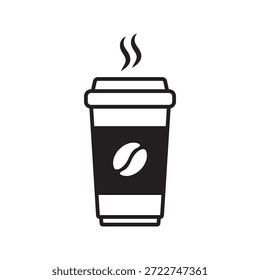 Ícone de xícara de café de papel para marca de café e bebidas quentes