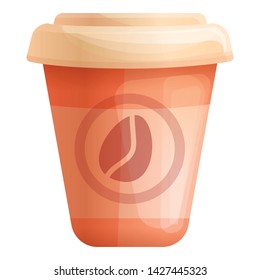 Paper coffee cup icon. Cartoon of paper coffee cup vector icon for web design isolated on white background