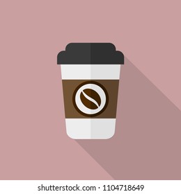Paper coffee cup icon, disposable, takeaway, vector illustration