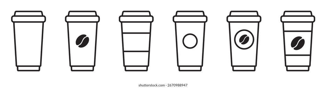 Ícone da xícara de café de papel. Ícone Descartável Da Xícara.