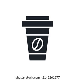 Paper coffee cup icon. Fast food isolated vector silhouettes