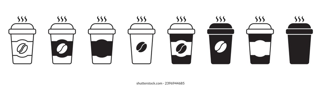 Icono de taza de café de papel. Icono vectorial de taza de café caliente aislado en fondo blanco.