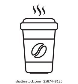 Paper coffee cup icon. Coffee cup icon in line style.