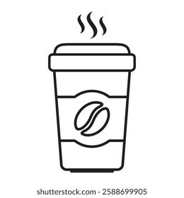 Paper coffee cup icon. Coffee cup icon in line style.