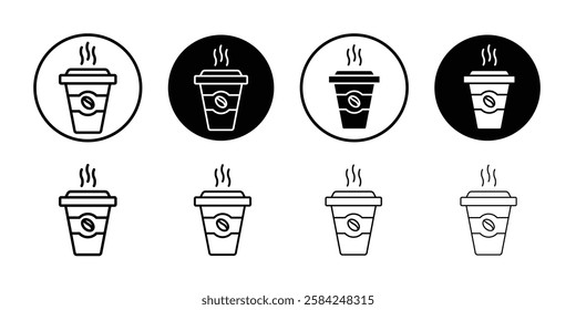 Paper coffee cup icon linear logo isolated