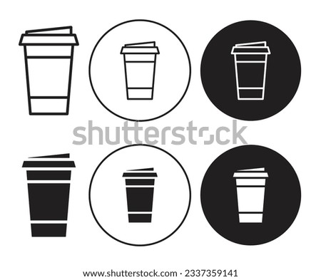 Paper coffee cup icon set. Takeaway drink glass vector symbol for mobile app, and website ui design.