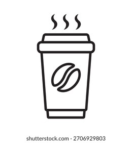Paper Coffee Cup Icon in a Simple Line Style