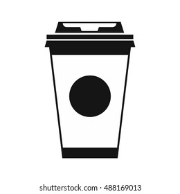 Paper coffee cup icon in simple style on a white background vector illustration