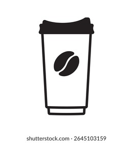 Icono de taza de café de papel. Icono negro de Vector.