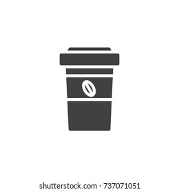 Paper coffee cup icon vector, filled flat sign, solid pictogram isolated on white. Symbol, logo illustration.