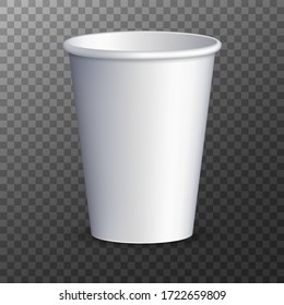 Paper Coffee Cup isolated on transparent background. Vector promotional mockup