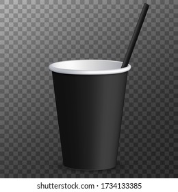 Paper Coffee Cup isolated on transparent background. Vector promotional mockup