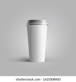 Paper coffee cup with lid mock up on transparent background. 