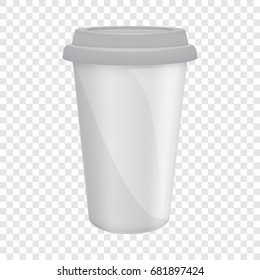 Paper coffee cup with lid mockup. Realistic illustration of paper coffee cup with lid vector mockup for web